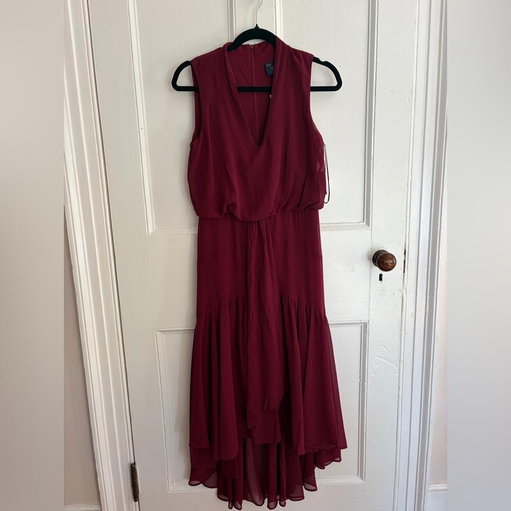 Taylor Burgundy High Low Dress